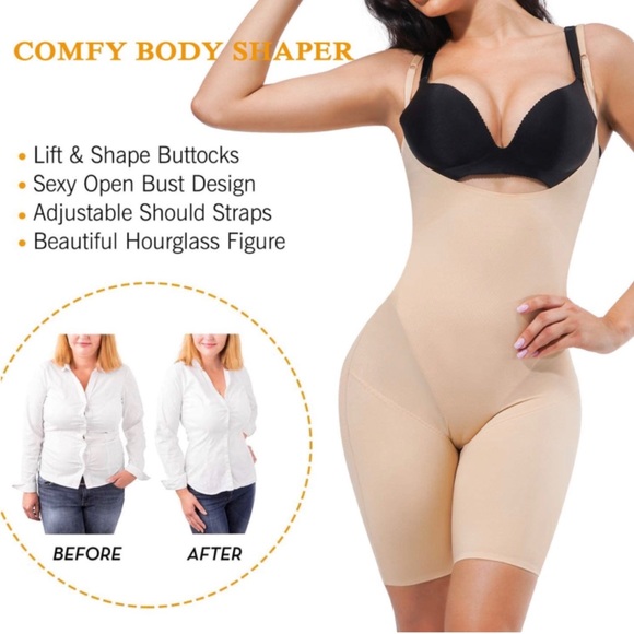 New Waist Trainer Bodysuit Tummy Control Body Shaper Open Bust Shapewear, 3XL - Picture 6 of 14